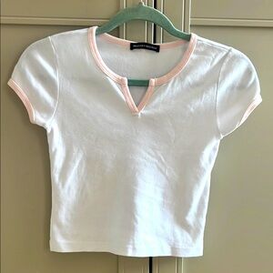 White and Pink Trim T-Shirt